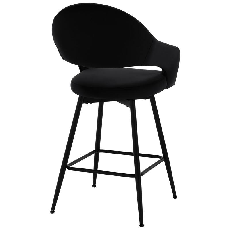 26" Velvet/ Faux Leather Counter Height Swivel Bar Stools Set of 2/4 - 39.2"H x 20.4"W X 22"D