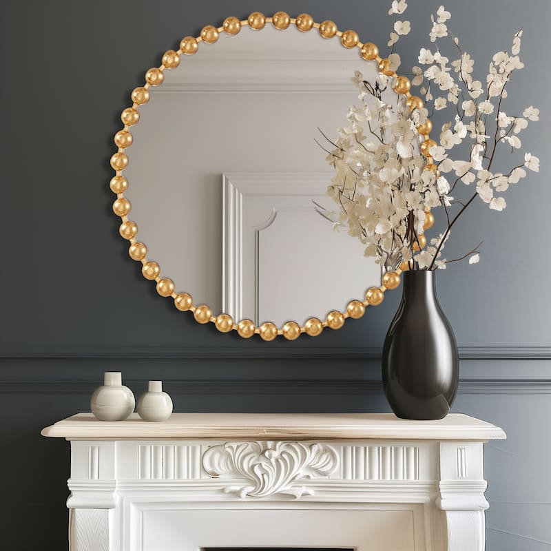 Madison Park Signature Marlowe Beaded Round Wall Mirror