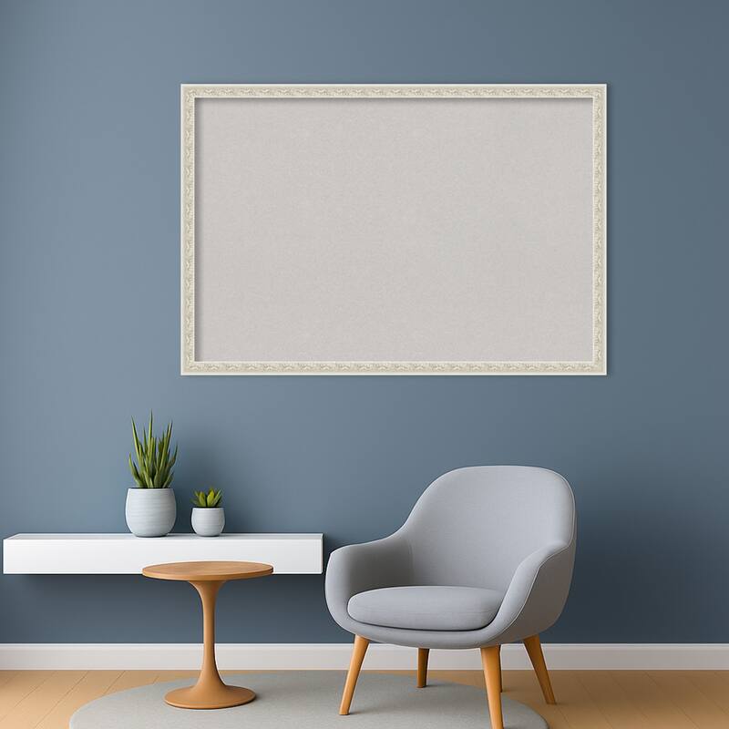 Bethany Silver Wood Framed Cork Board - Bulletin Board, Organization Board, Pin Board