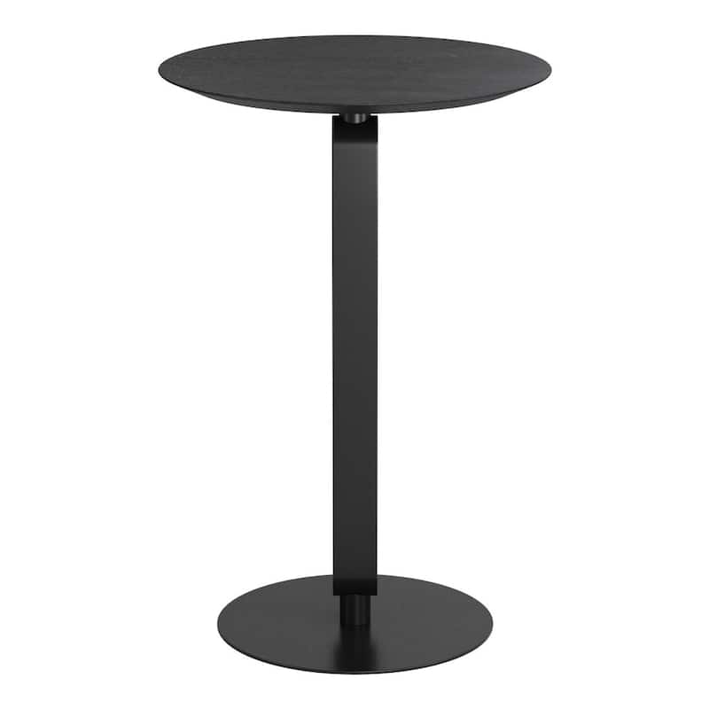 HomeRoots 24" Black Wood and Steel Rounded Bar Table - 24.00 in. x 35.40 in. x 24.00 in.