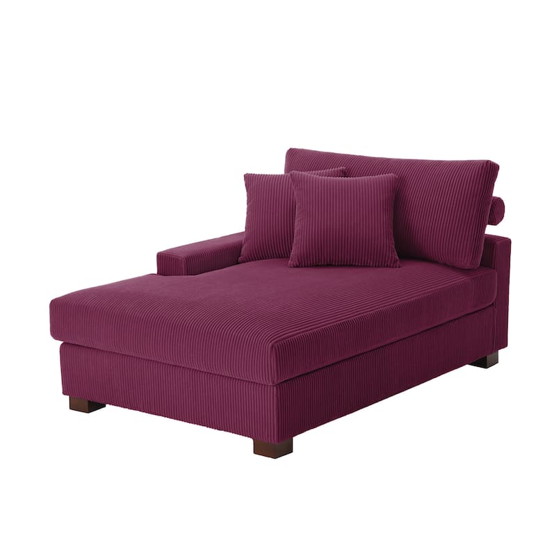 Corduroy Chaise Lounge Chair Upholstered Indoor Lounger Sofa