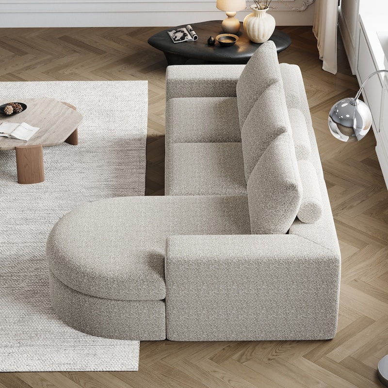 99" Chenille Cloud Curved Sectional Sofa with Deep Seats
