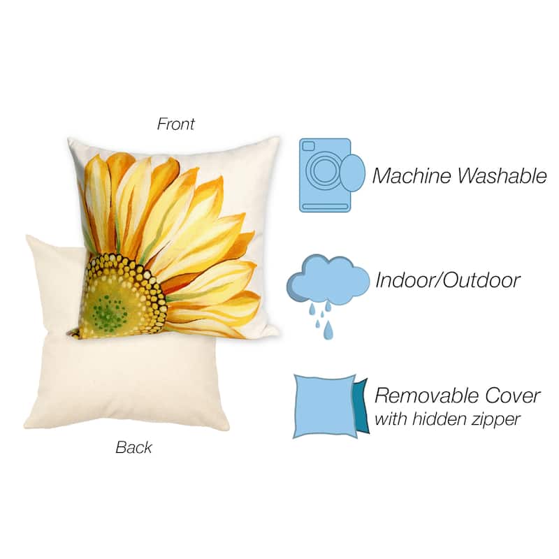 Liora Manne Visions III Sunflower Indoor/Outdoor Pillow Yellow 20" Square