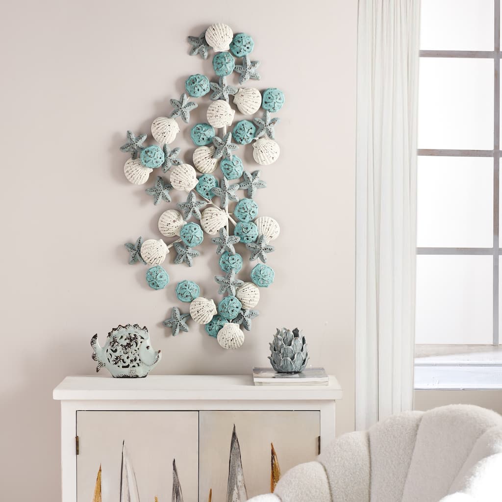 Porch & Den Starfish, Seashell, and Sand Dollar Metal Wall Sculpture