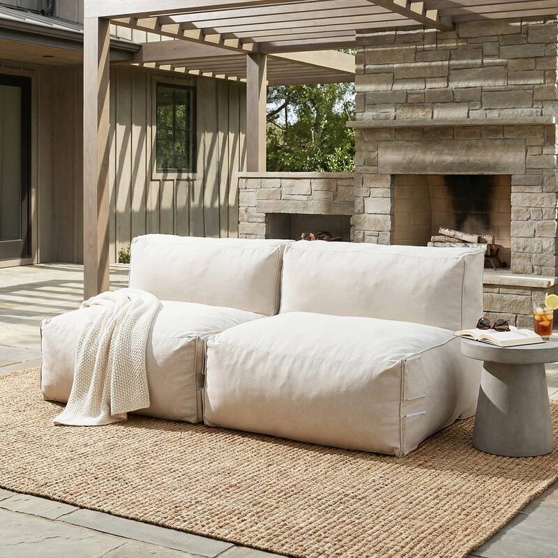 Christopher Knight Home - Nerissa Outdoor/Indoor Olefin Modular Bean Bag Armless Sofa Set with Shredded Foam Filled