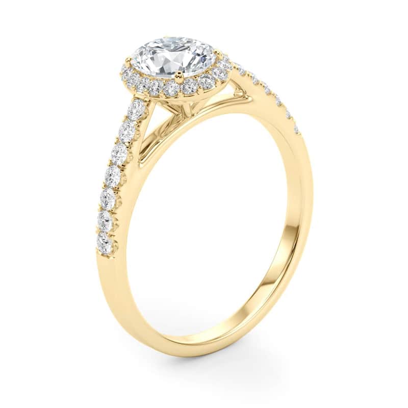 Auriya 14k Yellow Gold Lab Grown Oval Diamond Halo Engagement Ring 0.50 to 5.00 ct. tw. (F-G VS)