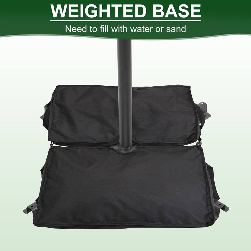 Ainfox 10 ft. Patio Offset Solar LED Umbrellas Cantilever Outside Umbrellas with Base