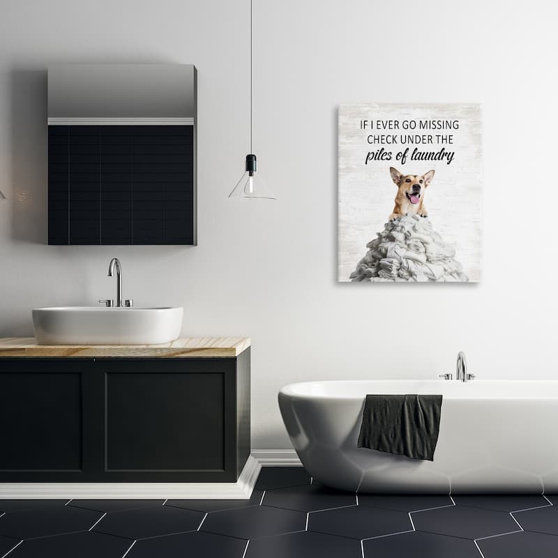 Stupell Piles Of Laundry Dog Canvas Wall Art Design By Lettered and Lined