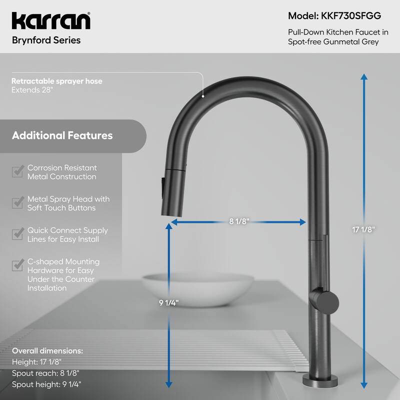 Karran Brynford Single Handle Pull-Down Sprayer Kitchen Faucet