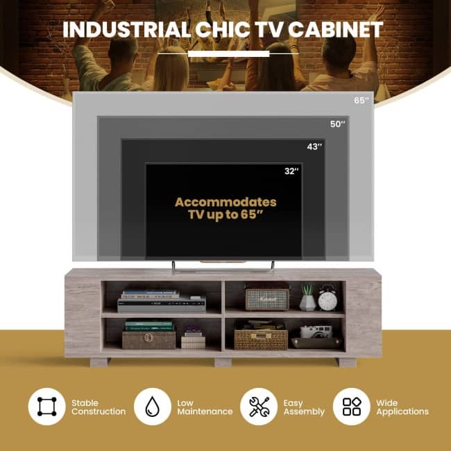 59" Console Storage Entertainment Media Wood TV Stand - 59" x 15.5" x 17.5" (L x W x H)