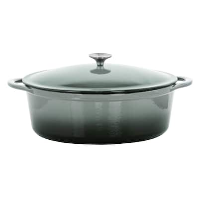 7 Quarts Oval Enameled Cast Iron Casserole in Storm Cloud