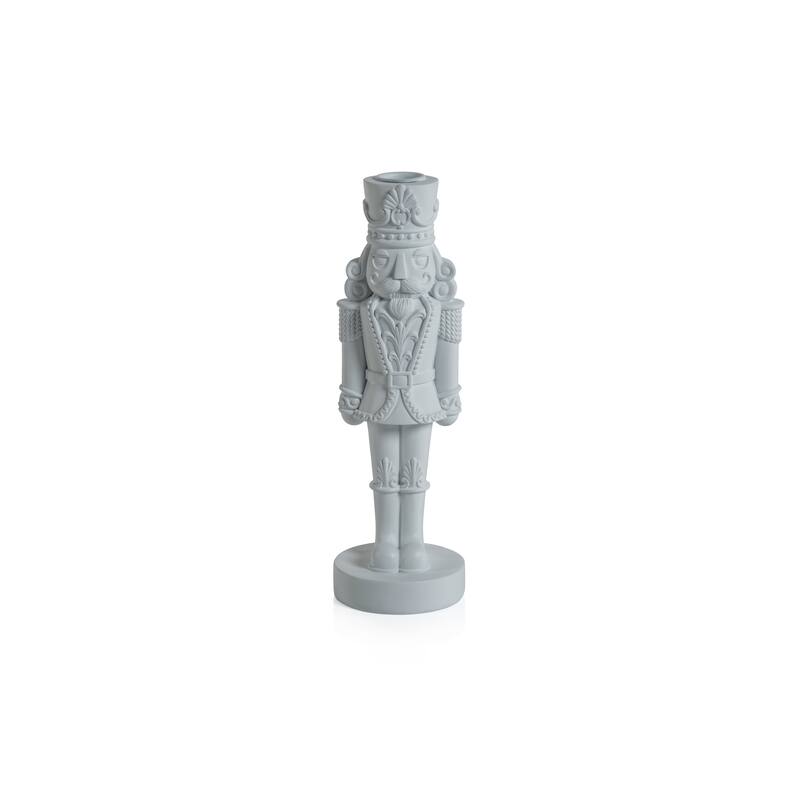 Nutcracker 10" Resin Taper Candle Holder - White