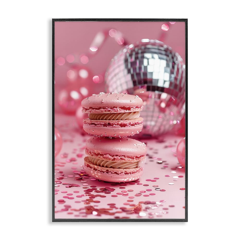 Stupell Pink Macaron Disco Framed Giclee Art Design By LSR Design Studio