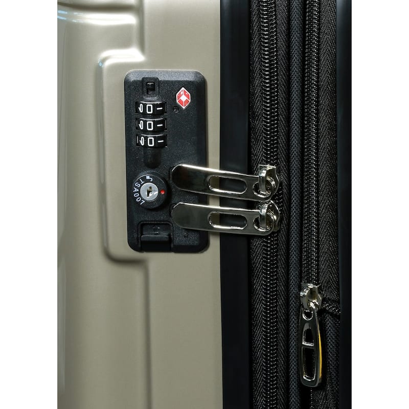 World Traveler 24-Inch Checked Spinner Hardside TSA Lock Luggage