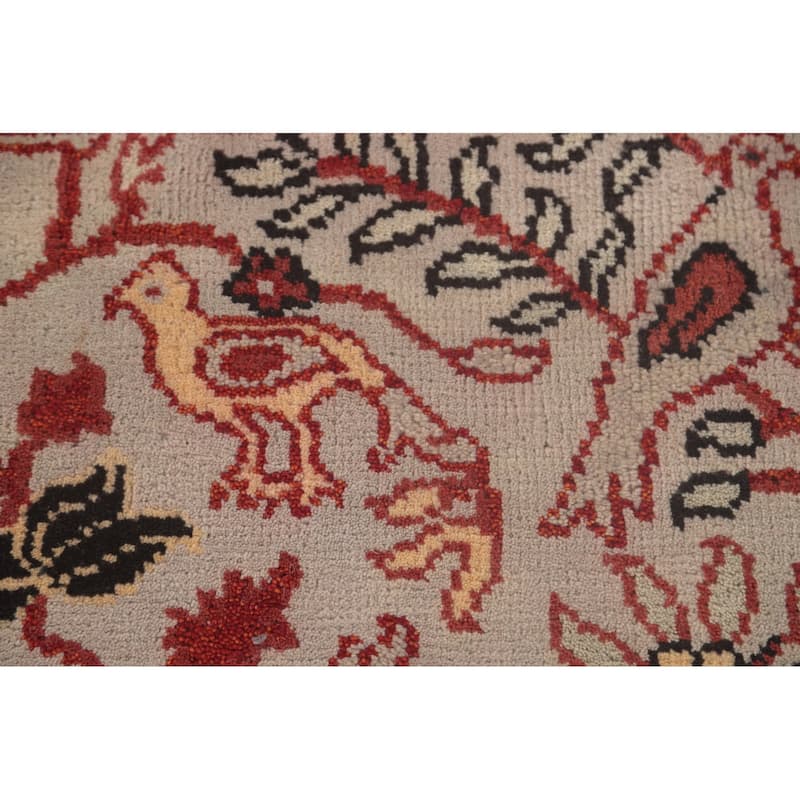 Animal Pictorial Ziegler Runner Rug Hand-Knotted Beige Wool Carpet - 2'6"x 8'1"