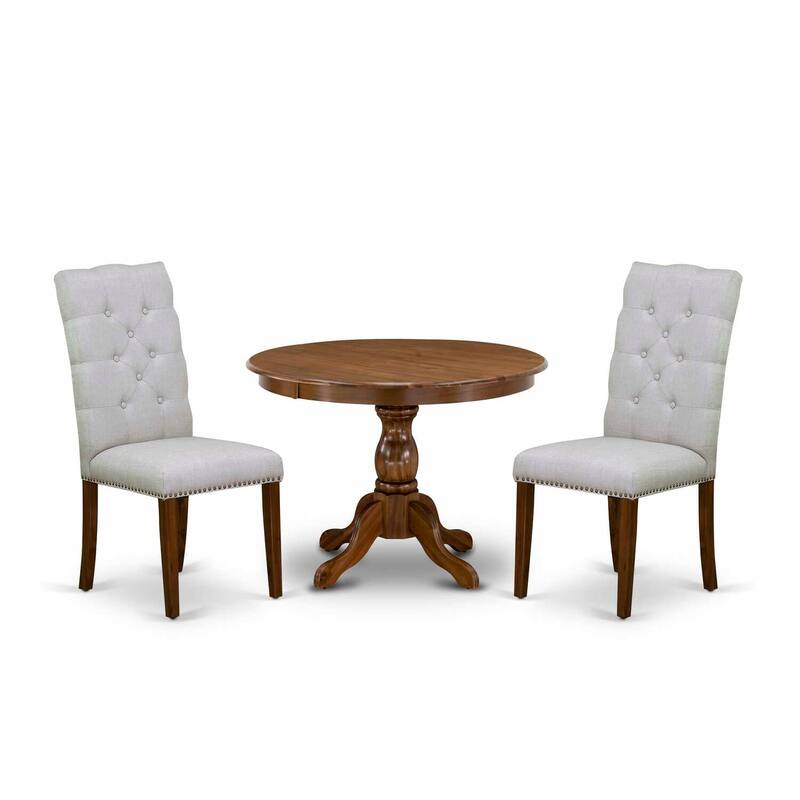 3-Piece Acacia Walnut Finish Solid Wood Top - Dining Room Set - Seats 4