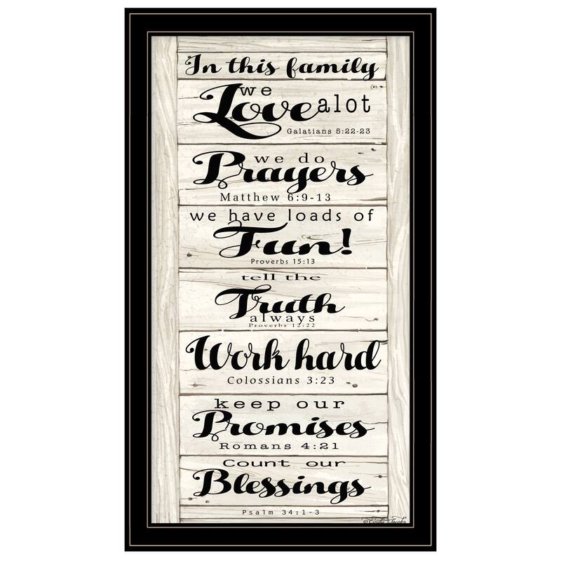 TrendyDecor4U Farmhouse "In this Family" Framed Print Wall Art by Cindy Jacobs - Black