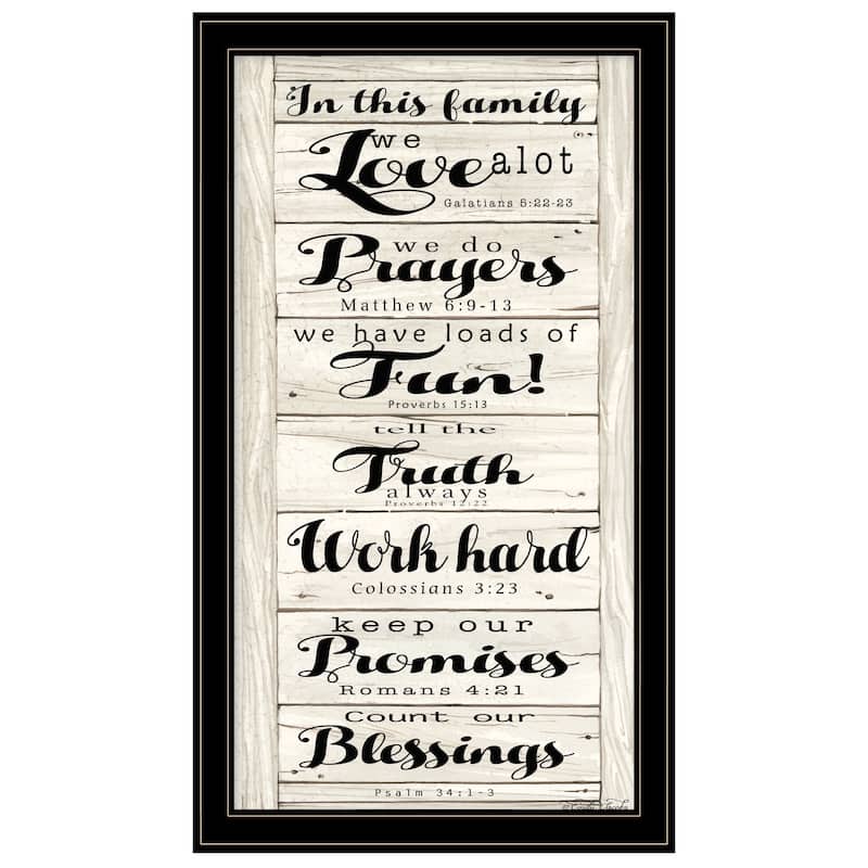 TrendyDecor4U Farmhouse "In this Family" Framed Print Wall Art by Cindy Jacobs - Black