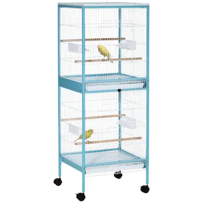 PawHut Large Bird Cage with 1.7 ft. Width for Wingspan, Bird Aviary Indoor with Multi-Door Design, Fit for a Canary, Finch