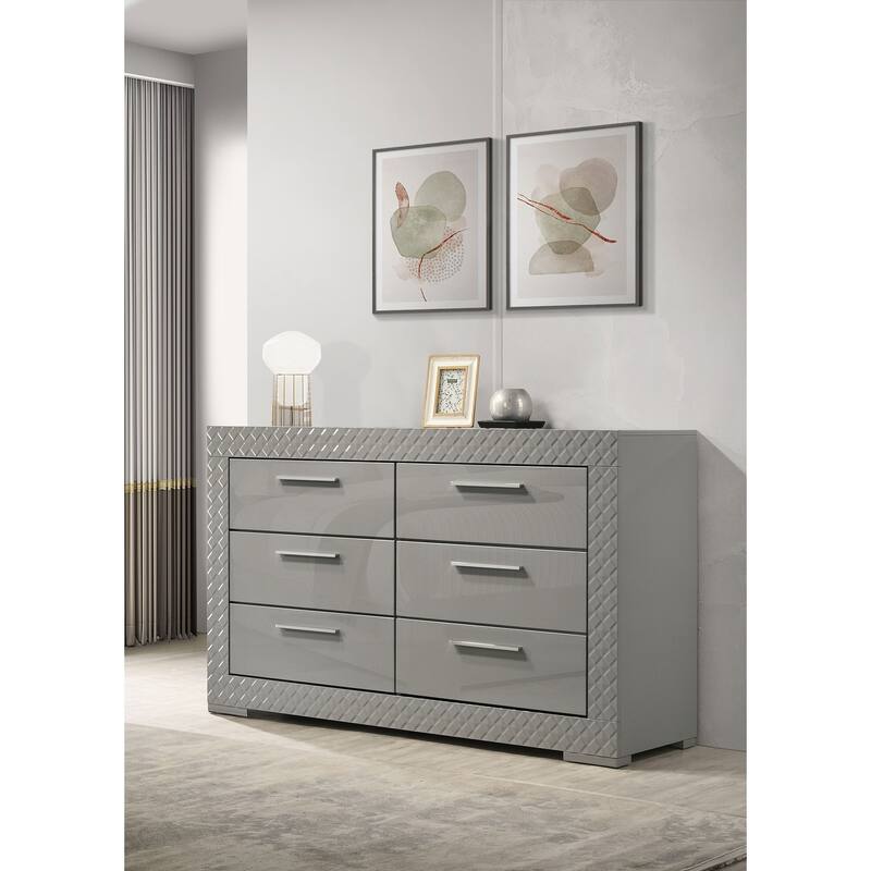 Ives 6-drawer Dresser and Mirror High Gloss