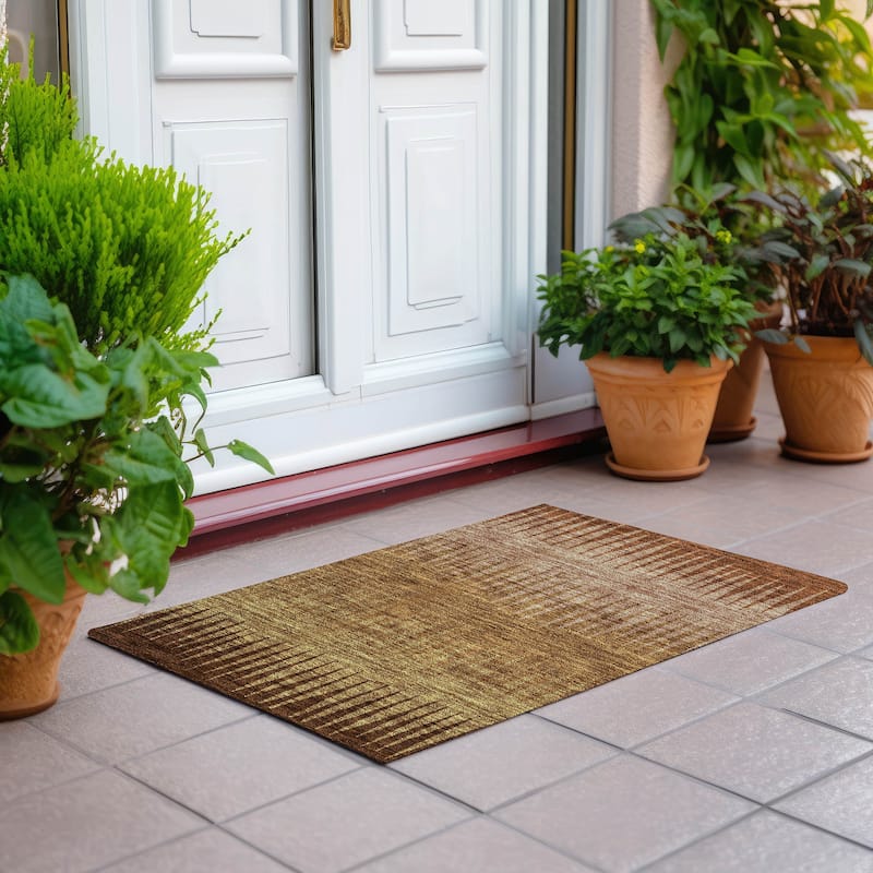 Machine Washable Indoor/ Outdoor Chantille Ombre Contemporary Rug - Paprika - 1'8" x 2'6"