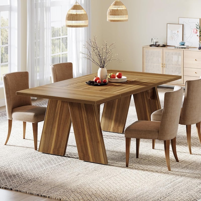 71 Inches Large Farmhouse Dining Table for 6 People