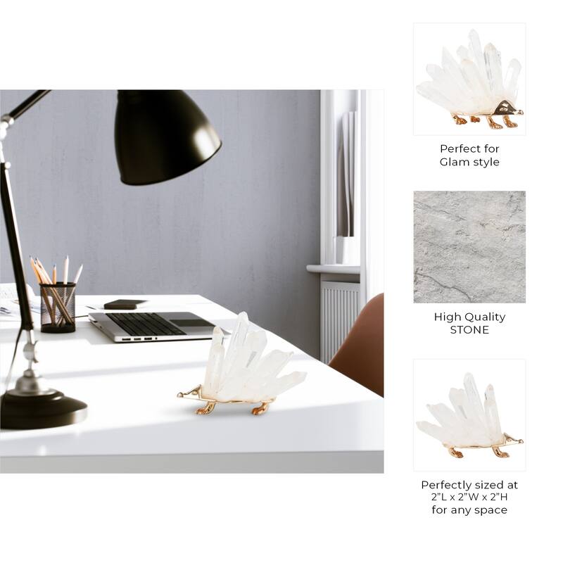 Stone Metal Decorative Object Animal Figurine Spikes Accent - 2" White - 2" x 2" x 2"