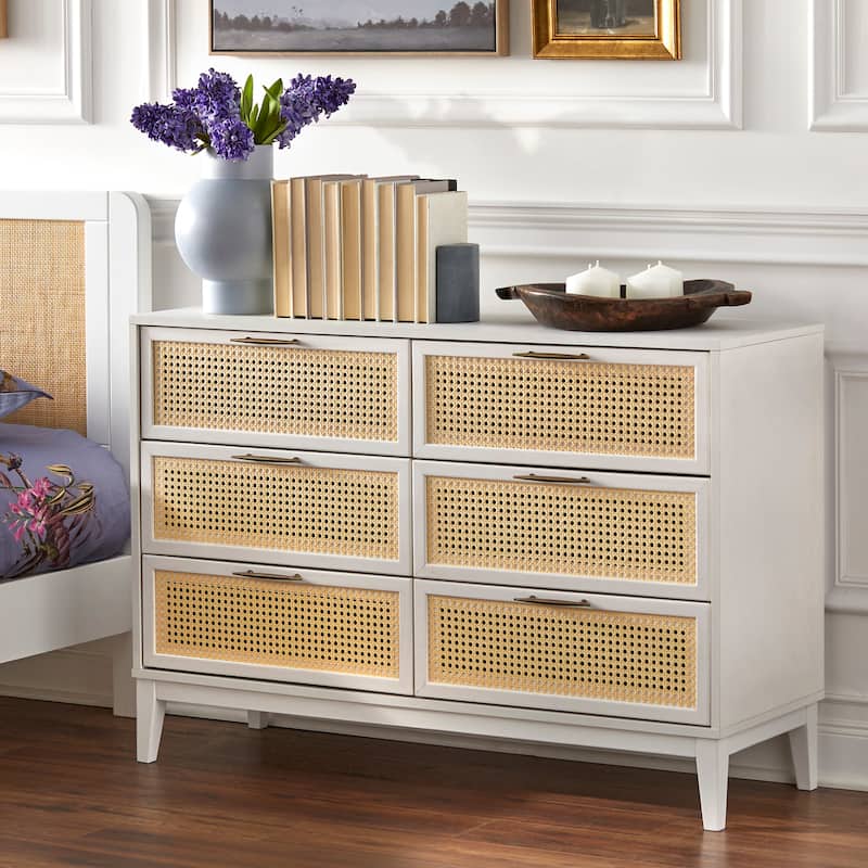 Lifestorey Andros 6-Drawer Dresser - White/Natural