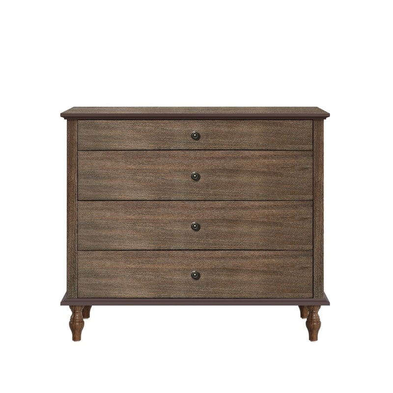 Antique Style 4-Drawer Wood Dresser