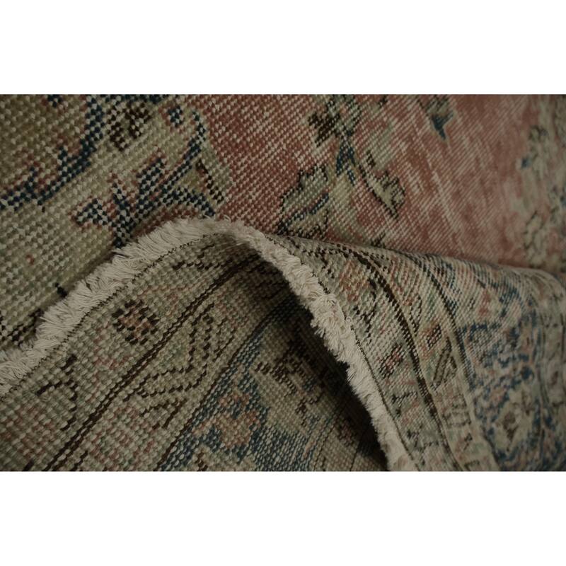 Hand Knotted Oriental 100% Wool Carpet Transitional Floral Pink Anatolian Area Rug - 9' 9'' X 5' 6''