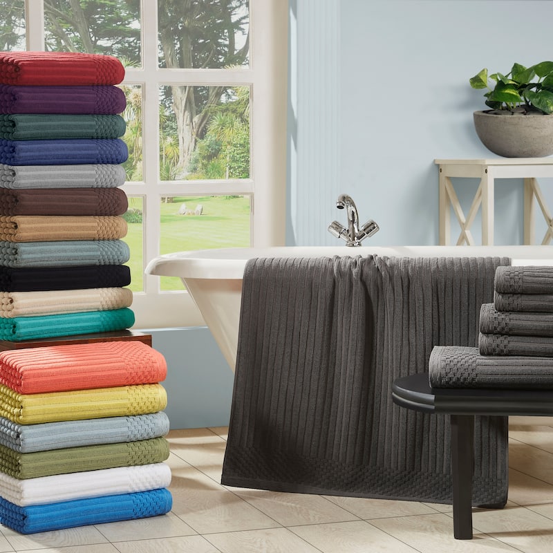 Superior Ribbed Cotton Absorbent Heavyweight Bath Sheet and Bath Towel Set