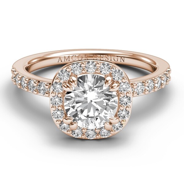 14KT Gold 1.45 CT Halo Diamond Engagement Ring Round Cut