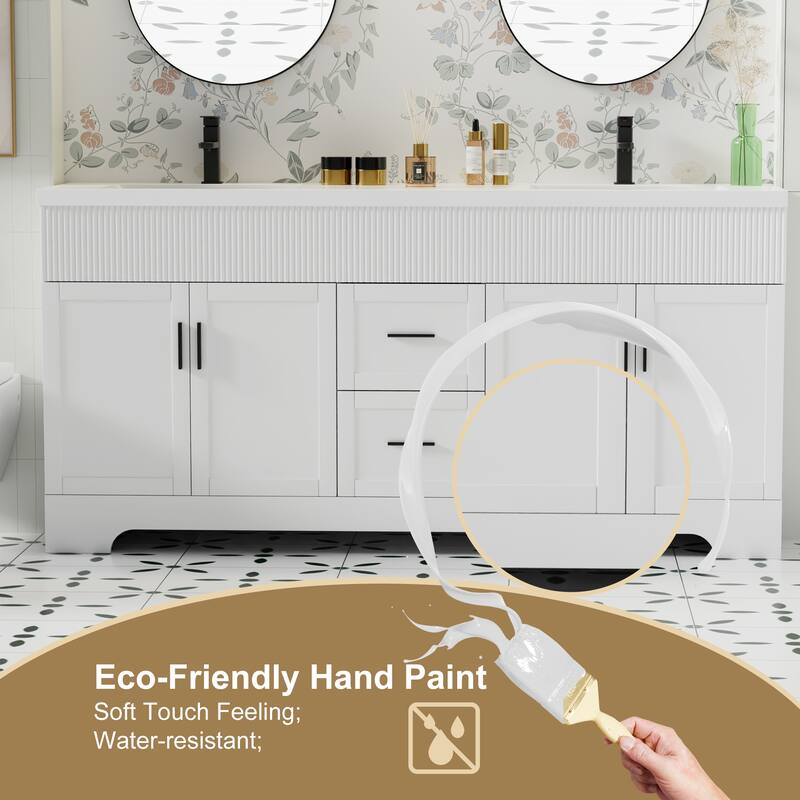 Wavy Line 30"/36"/48" Bathroom Vanity Set with Sink & Faucet