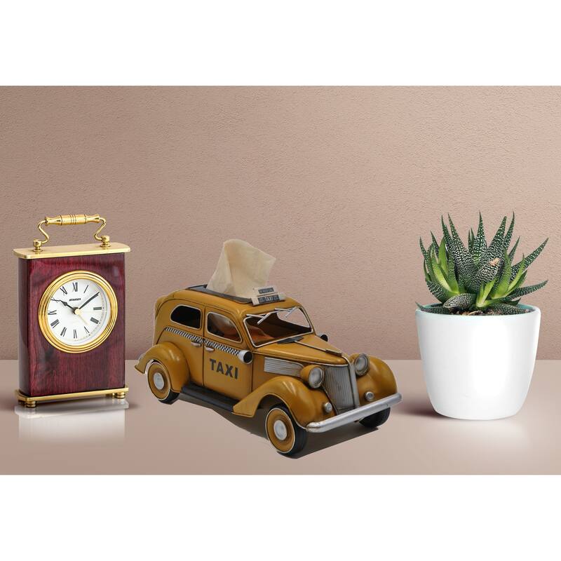 Metal Yellow Checker Cab Vintage 1930S Taxi Sedan Model Art Sculpture Jayland