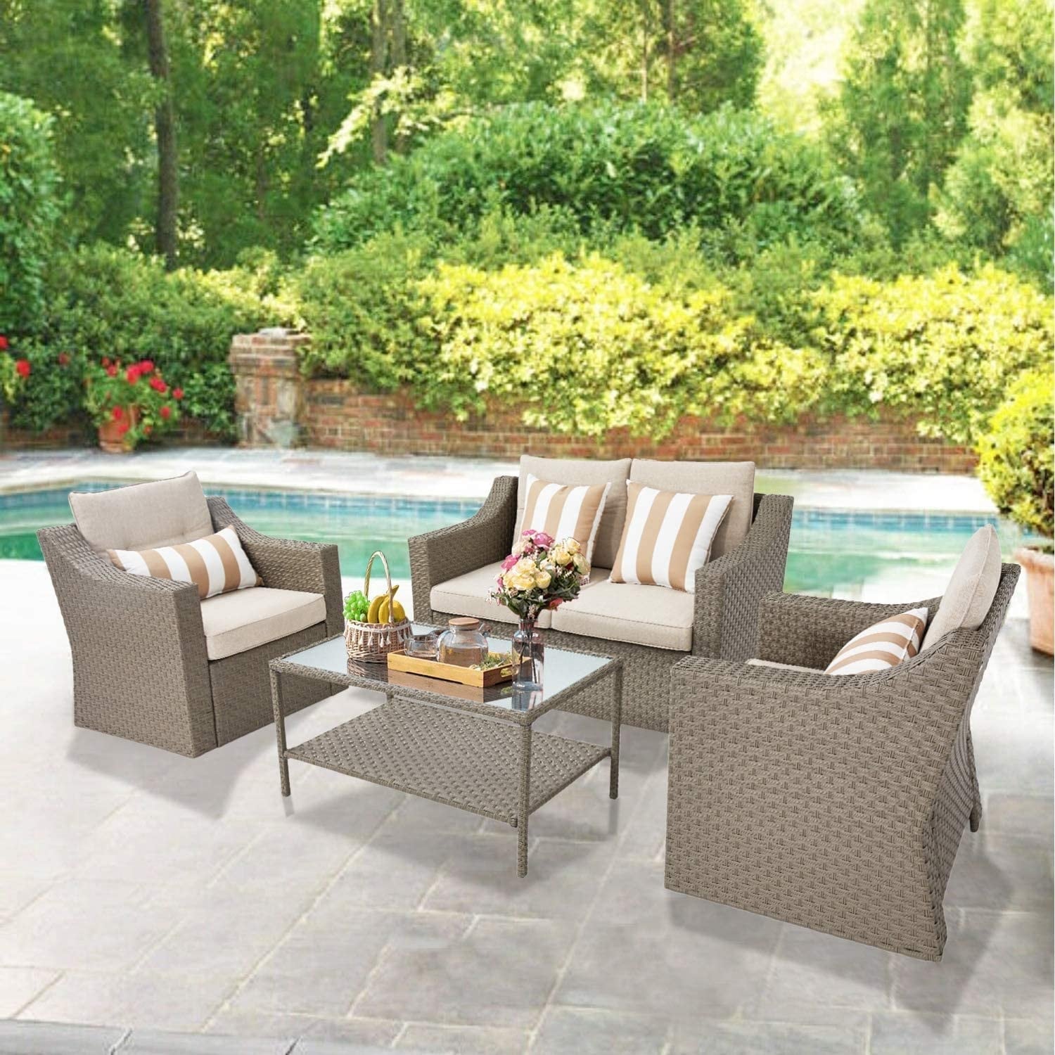 4 piece wicker conversation set deals