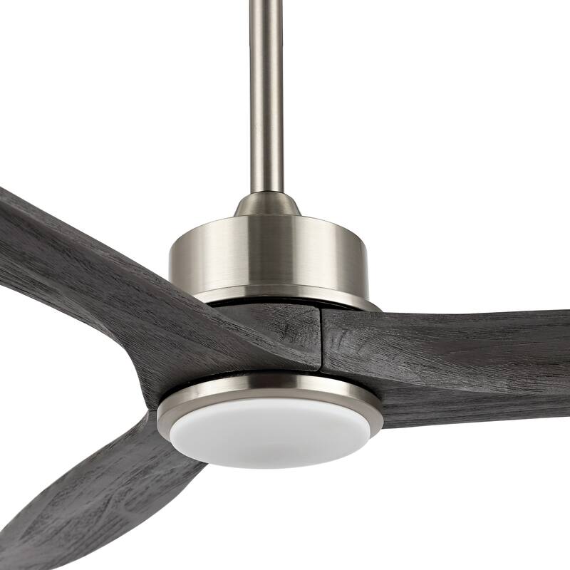 WINGBO 60 Inch DC Ceiling Fan with Lights and Remote Control, 3 Reversible Carved Wood Blades, 6-Speed Noiseless DC Motor