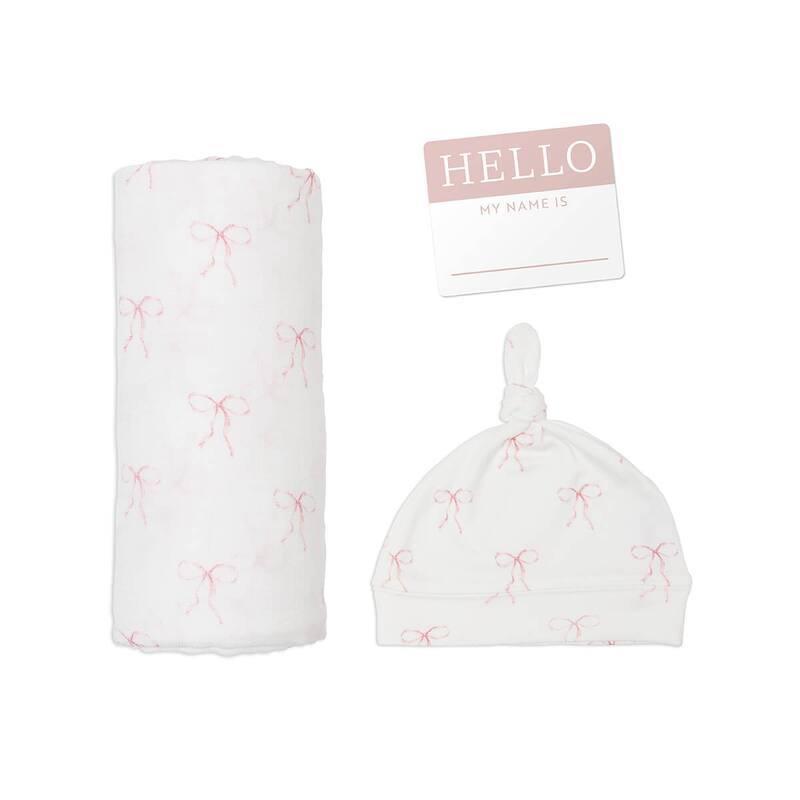 lulujo Hello World Hat & Swaddle Set