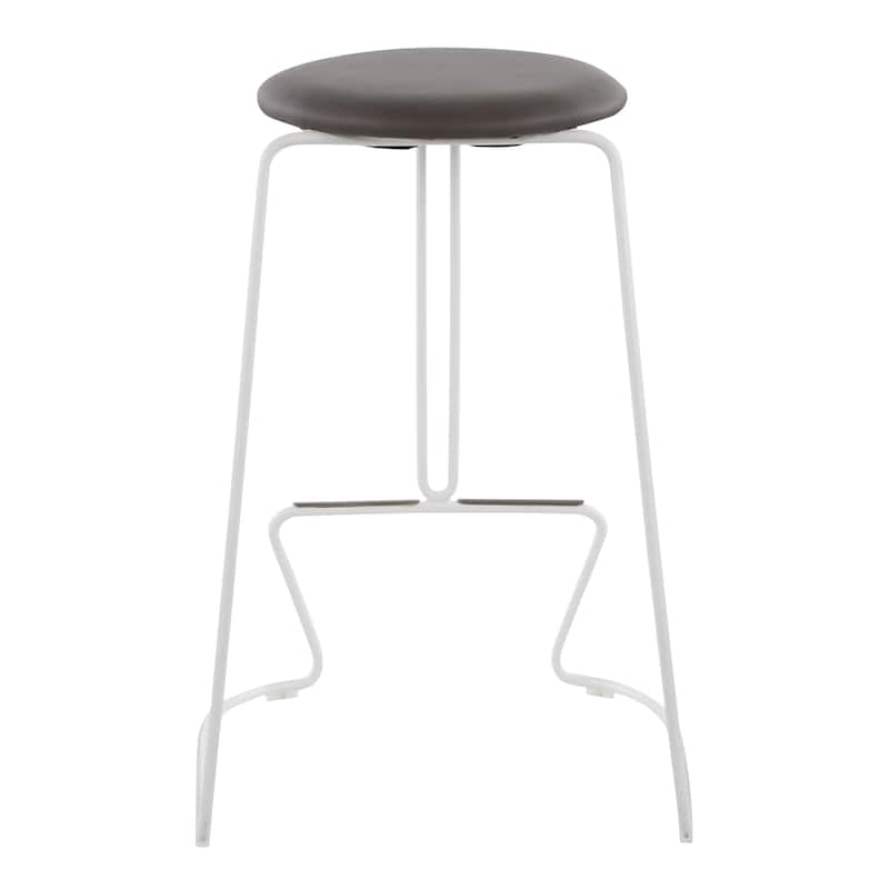 Finn Counter Stool in White Steel and Charcoall Fabric - Set of 2 - 19.5"Lx18"Wx25.75"H