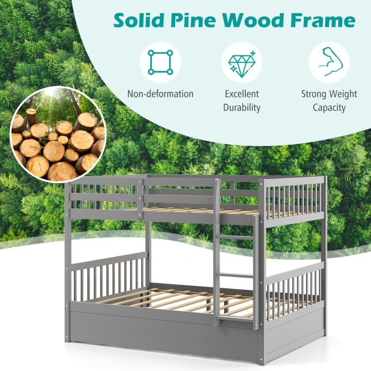 Full over Full Bunk Bed Platform Wood Bed