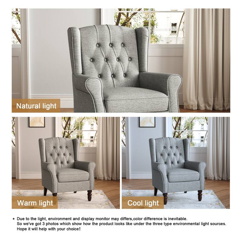 Button Tufted Wingback Accent Chair Upholstered Armchair