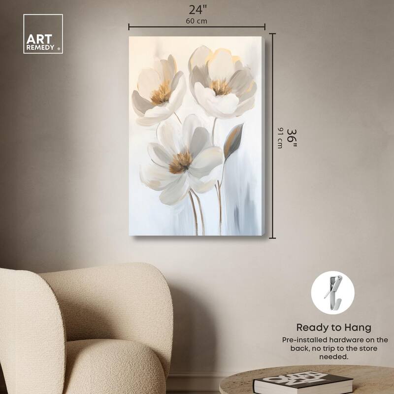 Silvered Flora I Canvas by Art Remedy, Gallery Wrapped