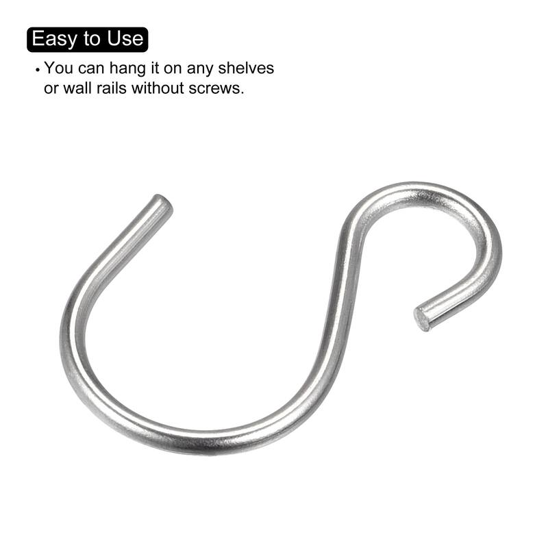 20pcs S Hanging Hooks 1.5 x 0.9 Inch S Shaped Hanger Silver