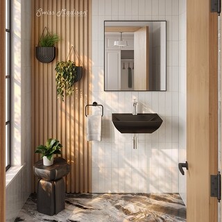 Sublime 18" Ceramic Wall Hung Sink In Matte Black - 14.0" x 18.0" x 5.5"