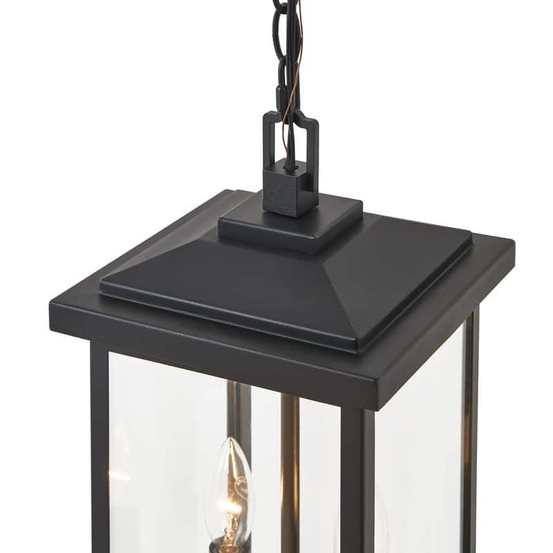 KAWOTI 2-Light 16.25" Black Outdoor Pendant Light - W8.25" x D8.25" x H16.25"