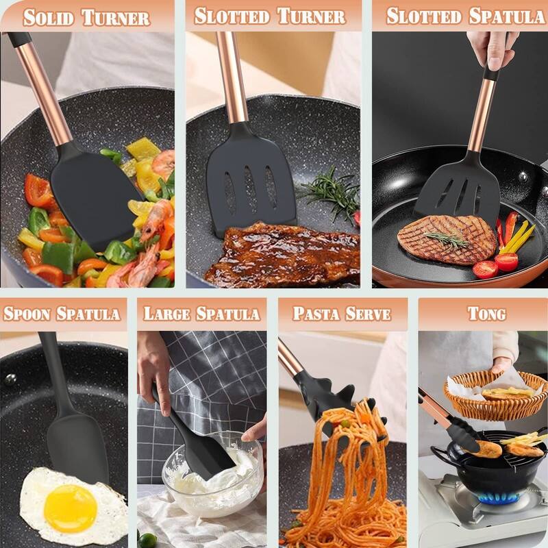 Silicone Kitchen Cooking Utensils Set-Umite Chef 43 pcs Heat Resistant Kitchen Utensils
