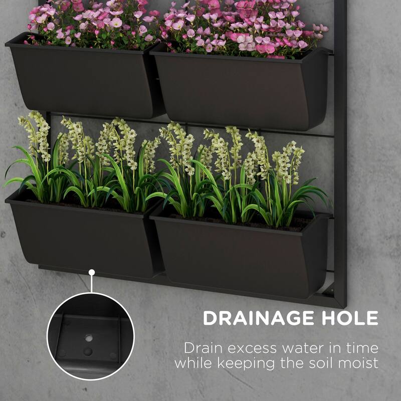3-Tier Wall-Mounted Planters Self Draining Planter Multi-Functional Planter with 6 Pots and Hanging Plant Holder for Flowers