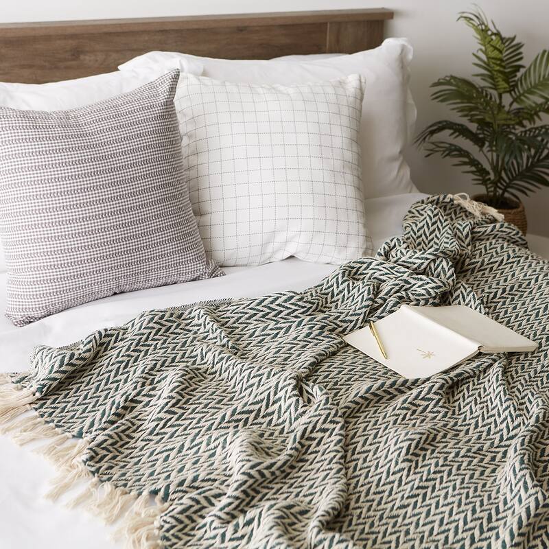 Stone Handloom Chevron Throw