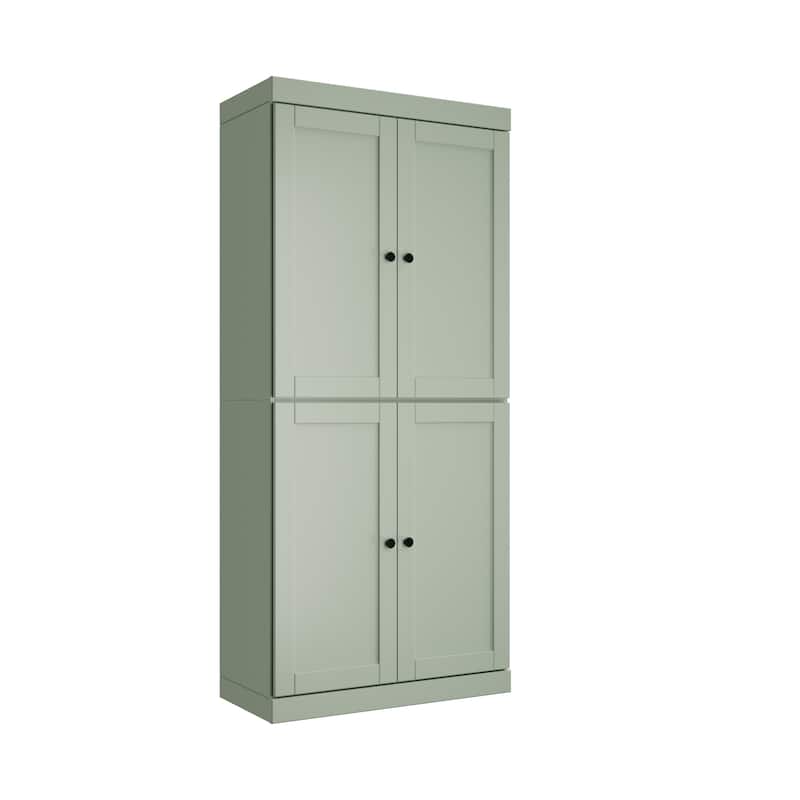 Palace Imports 100% Solid Wood 32" Pantry Cabinet with Shaker Doors, 2-Drawers and Adjustable Shelves