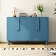 preview thumbnail 9 of 13, 4-Door Buffet Cabinet with Storage, Wood Sideboard Cabinet with Unique Arc Handles and Adjustable Shelves Navy