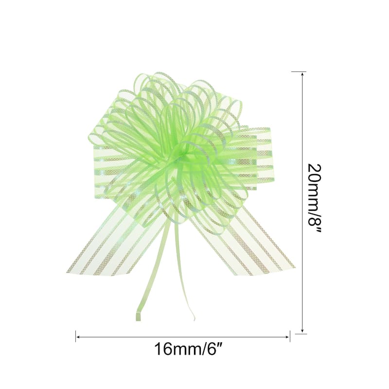 15pcs 6 Inch Organza Large Pull Bow Gift Wrapping Bows Chiffon - Green